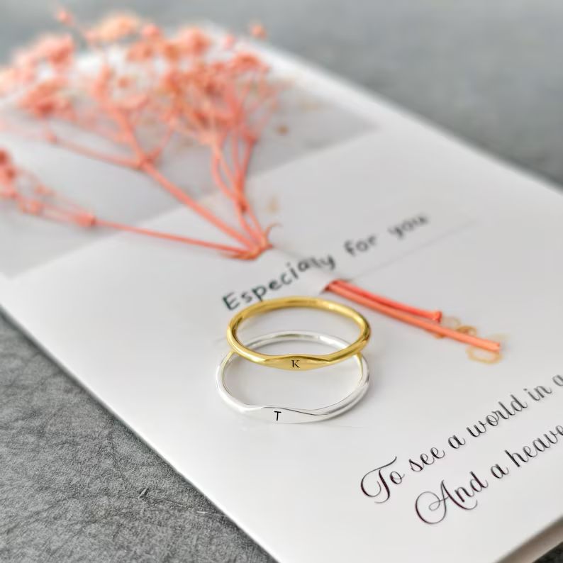 925 Silver Minimal Adjustable Initial Ring