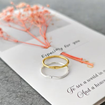 925 Silver Minimal Adjustable Initial Ring