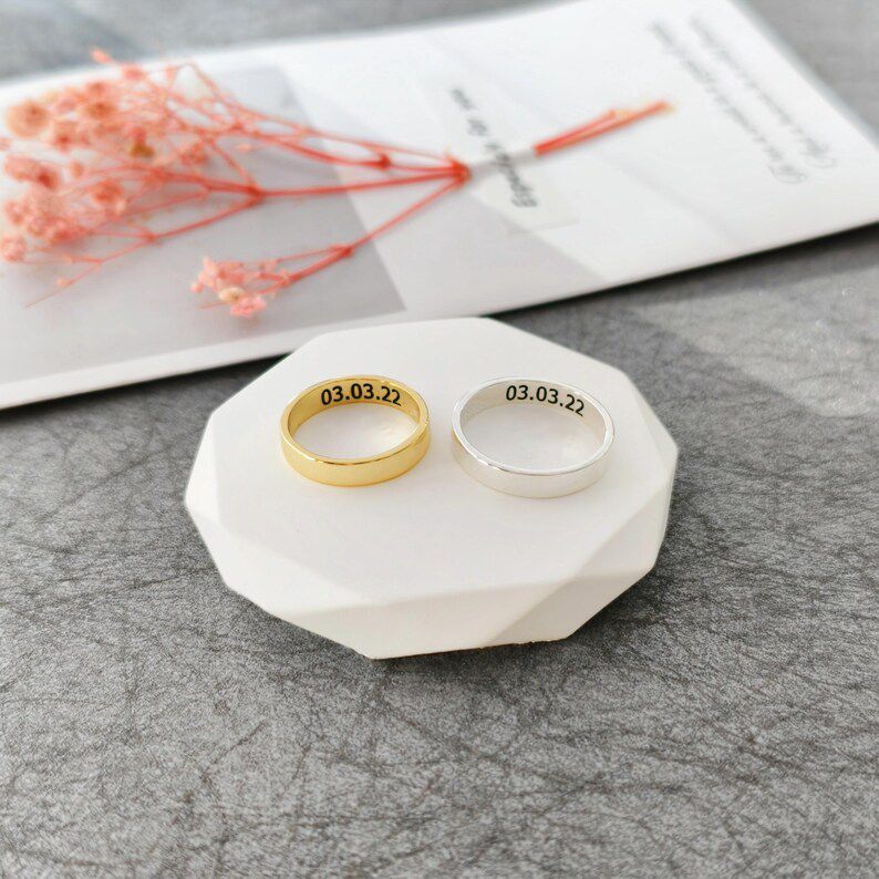 925 Silver Customized Engraved Date Ring -Adjustable