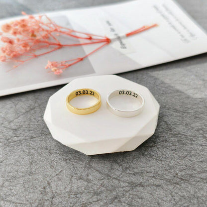 925 Silver Customized Engraved Date Ring -Adjustable