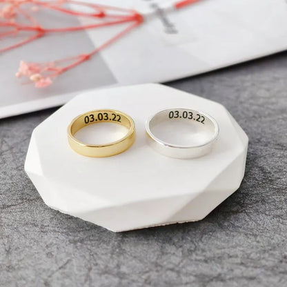 925 Silver Customized Engraved Date Ring -Adjustable