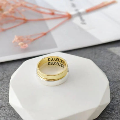 925 Silver Customized Engraved Date Ring -Adjustable
