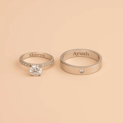 925 Silver Personalized Couple Rings- Adjustable