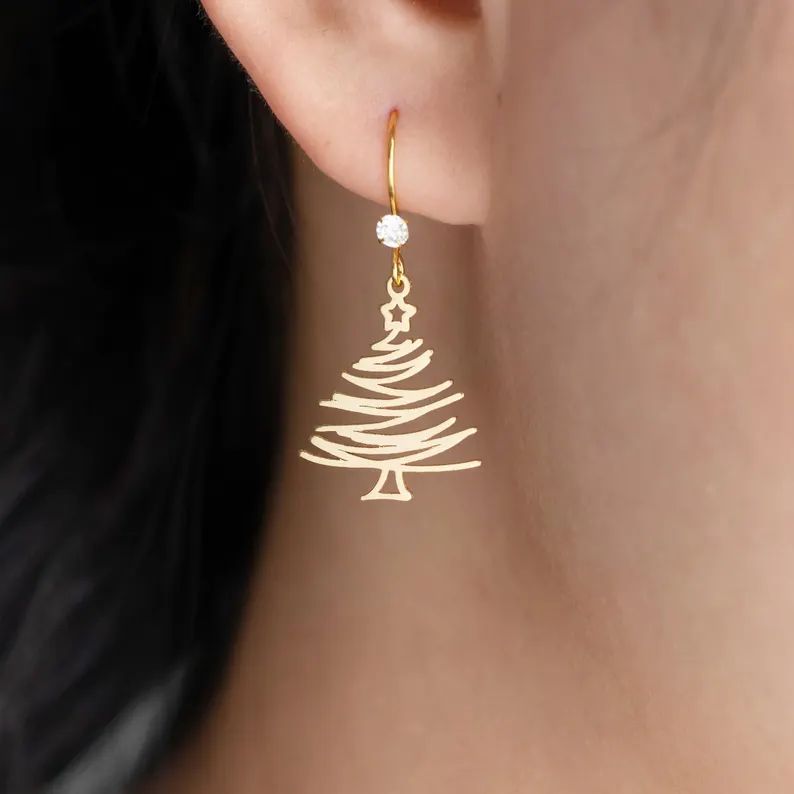 Christmas Tree Dangle Earrings