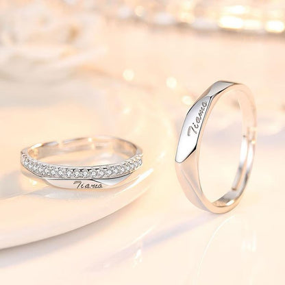 925 Silver Couple Ring Set -Adjustable