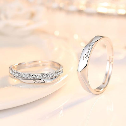 925 Silver Couple Ring Set -Adjustable