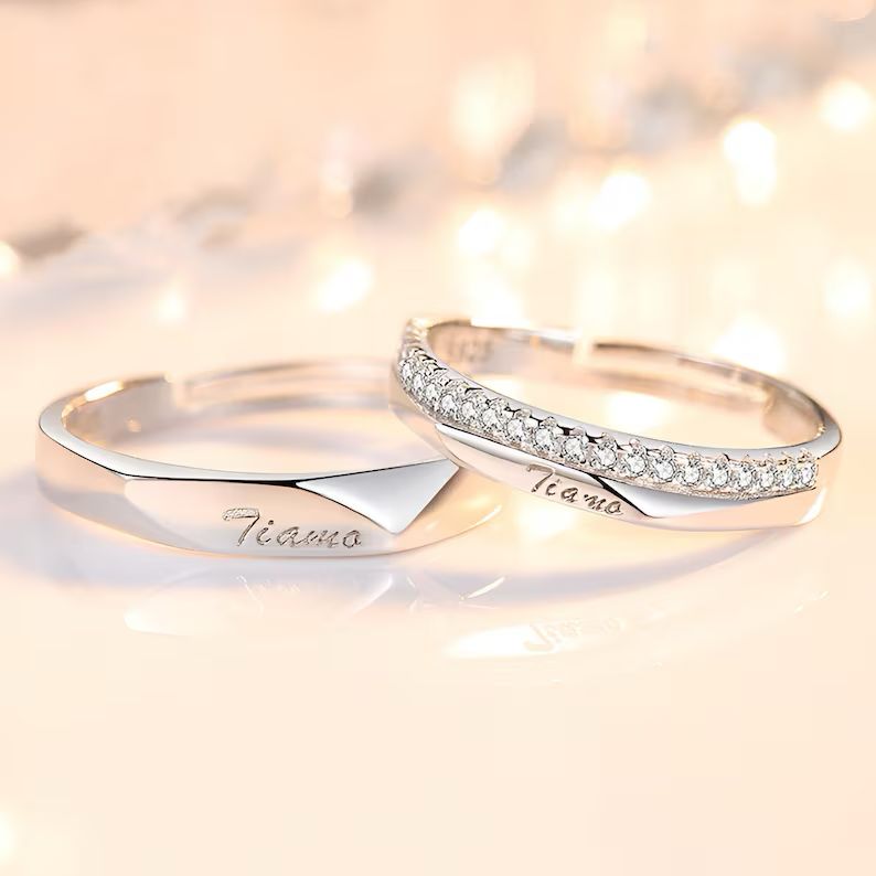 925 Silver Couple Ring Set -Adjustable