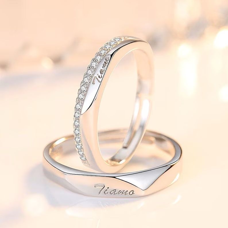 925 Silver Couple Ring Set -Adjustable