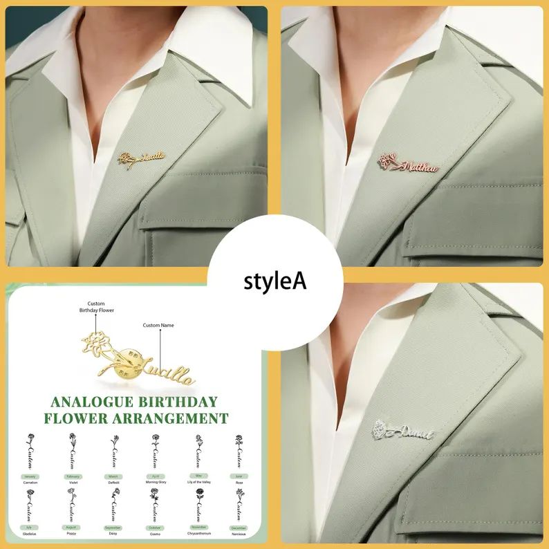 Birthflower Name Brooch