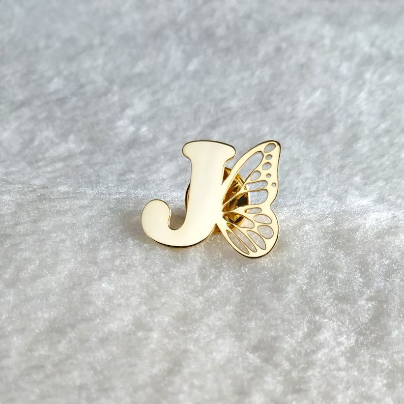Butterfly Initial Brooch
