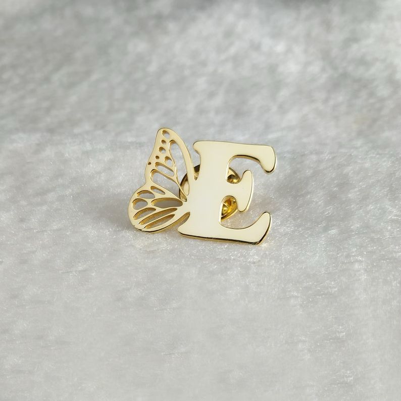 Butterfly Initial Brooch