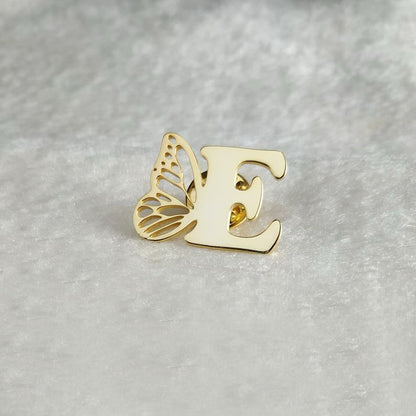 Butterfly Initial Brooch