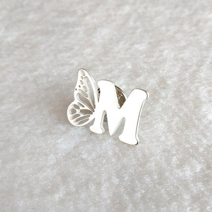 Butterfly Initial Brooch