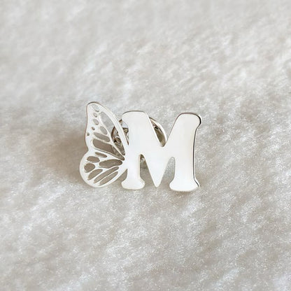 Butterfly Initial Brooch