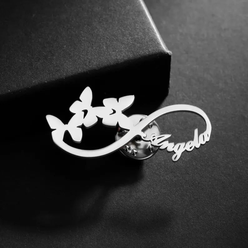 Infinity Butterfly Name Brooch