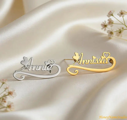 Personalized Floral Heart Name Brooch
