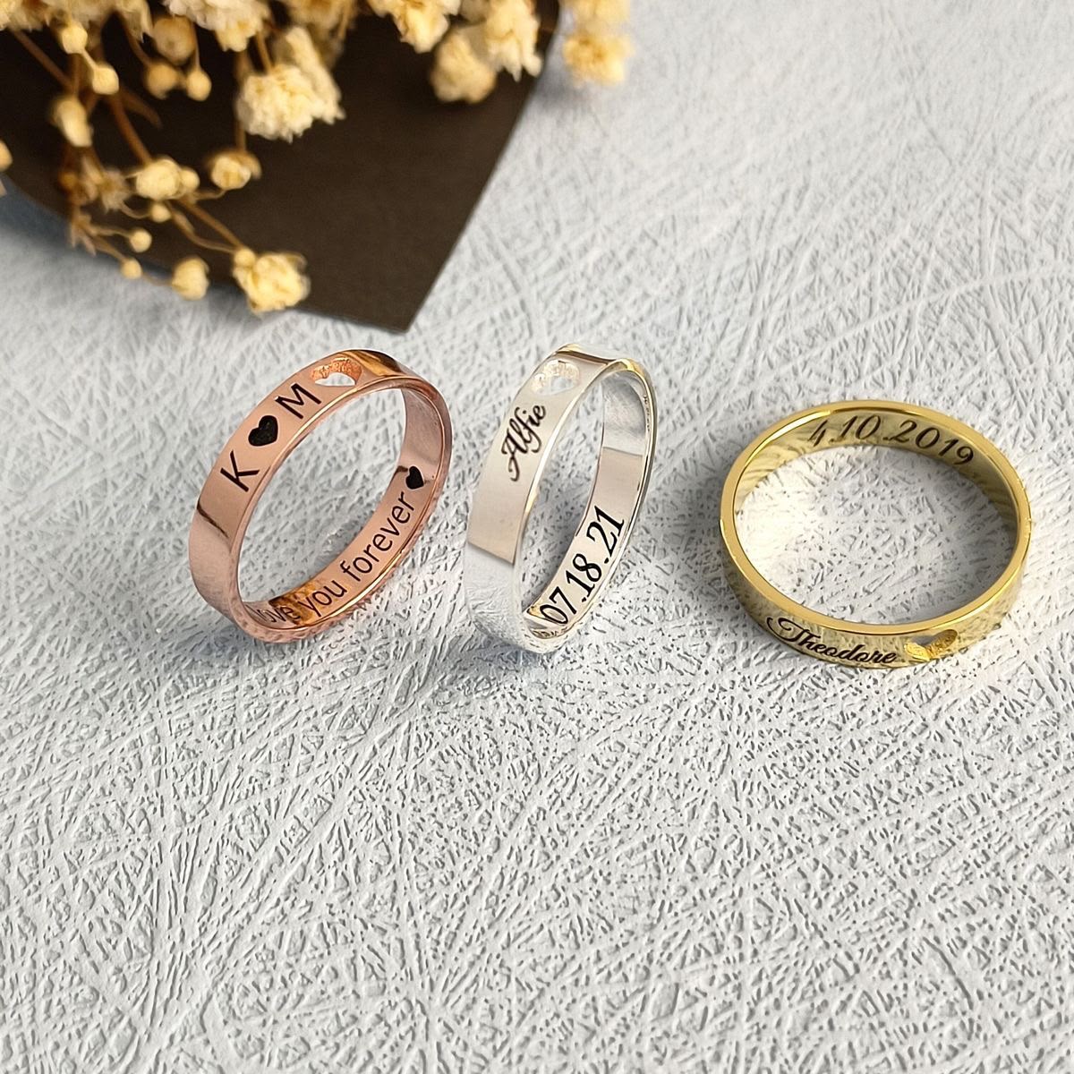 Heart Cut-Out Name Ring – Custom Inside & Outside Engraved Love Band