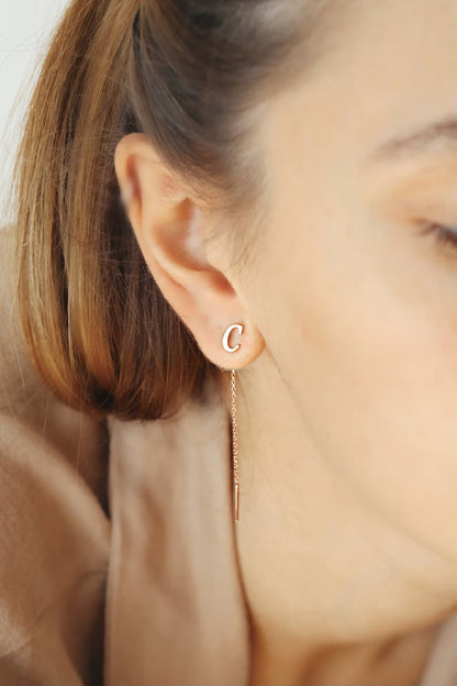 Personalized Initial Letter Threader Earrings