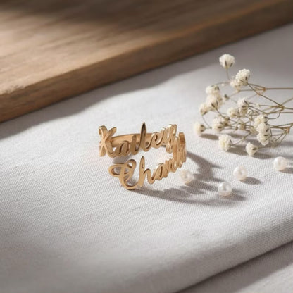 Customised Double Name Ring