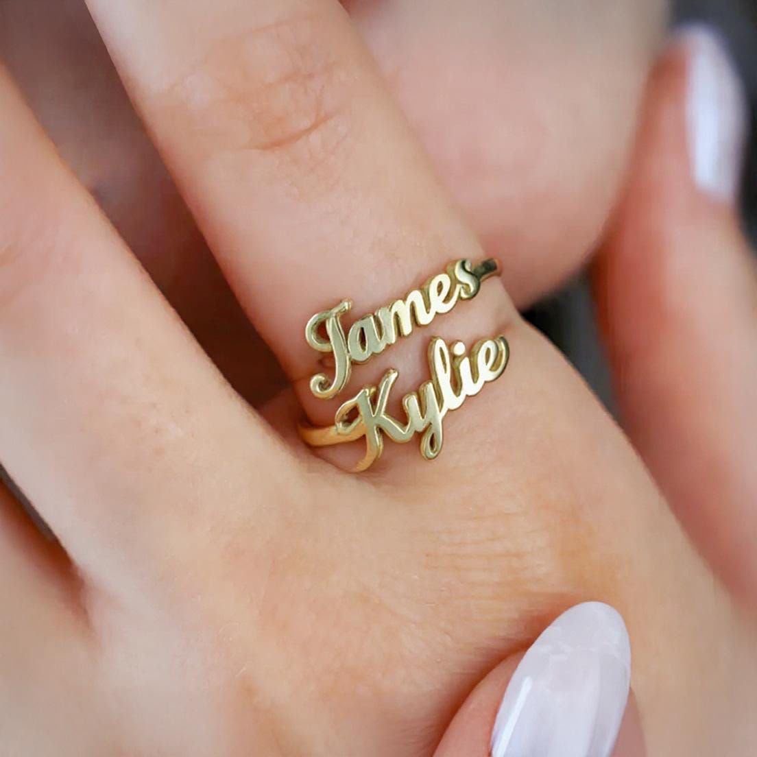 Customised Double Name Ring
