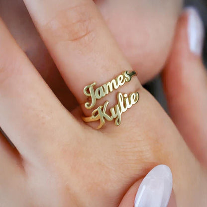 Customised Double Name Ring