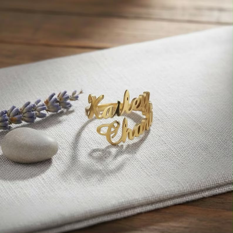 Customised Double Name Ring