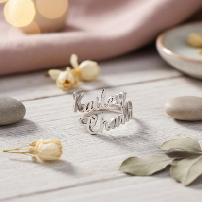 Customised Double Name Ring
