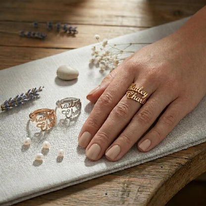 Customised Double Name Ring