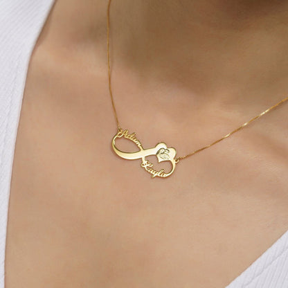 Personalized Infinity Name Necklace – Custom Names & Engraved Photo Pendant