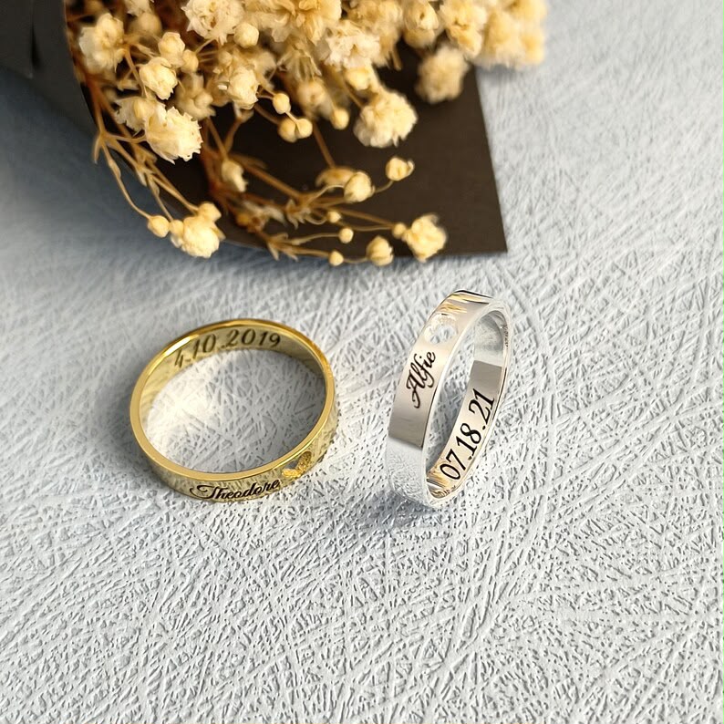 Heart Cut-Out Name Ring – Custom Inside & Outside Engraved Love Band