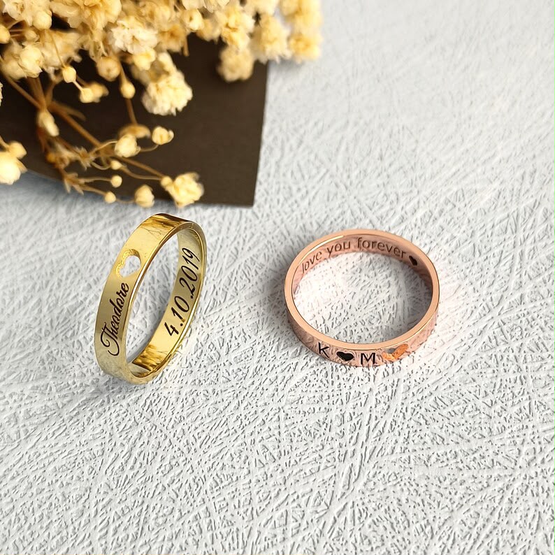 Heart Cut-Out Name Ring – Custom Inside & Outside Engraved Love Band