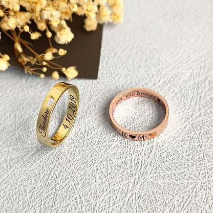 Heart Cut-Out Name Ring – Custom Inside & Outside Engraved Love Band