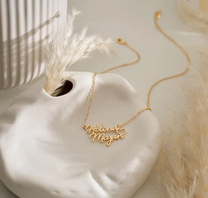 Personalized Double Names Necklace with Heart -for couples